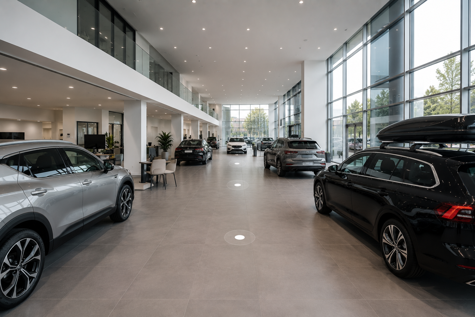 Commercial showroom dominant overview