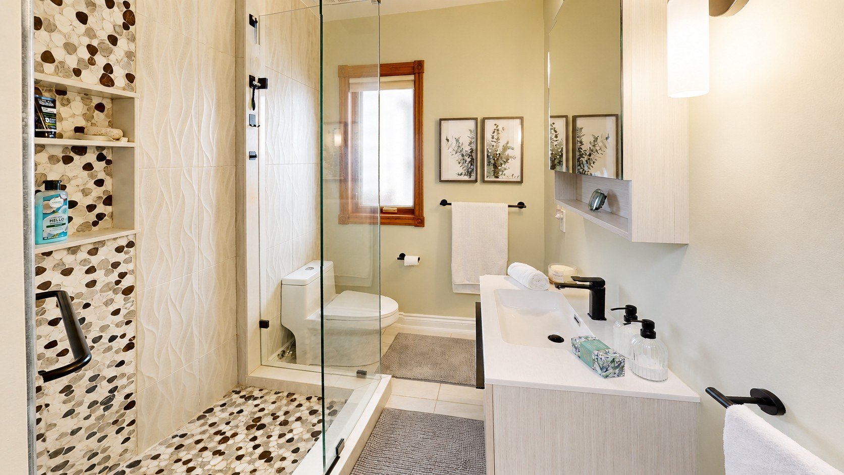 Modern bathroom with glass shower